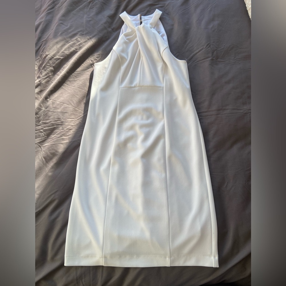 Julia Jordan White Twist Neck Sleeveless Dress
